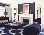 Mary McDonald got this room right! Navy and white with pops of pink still feels classic and understated.